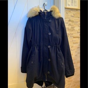 fur hooded coat/parka